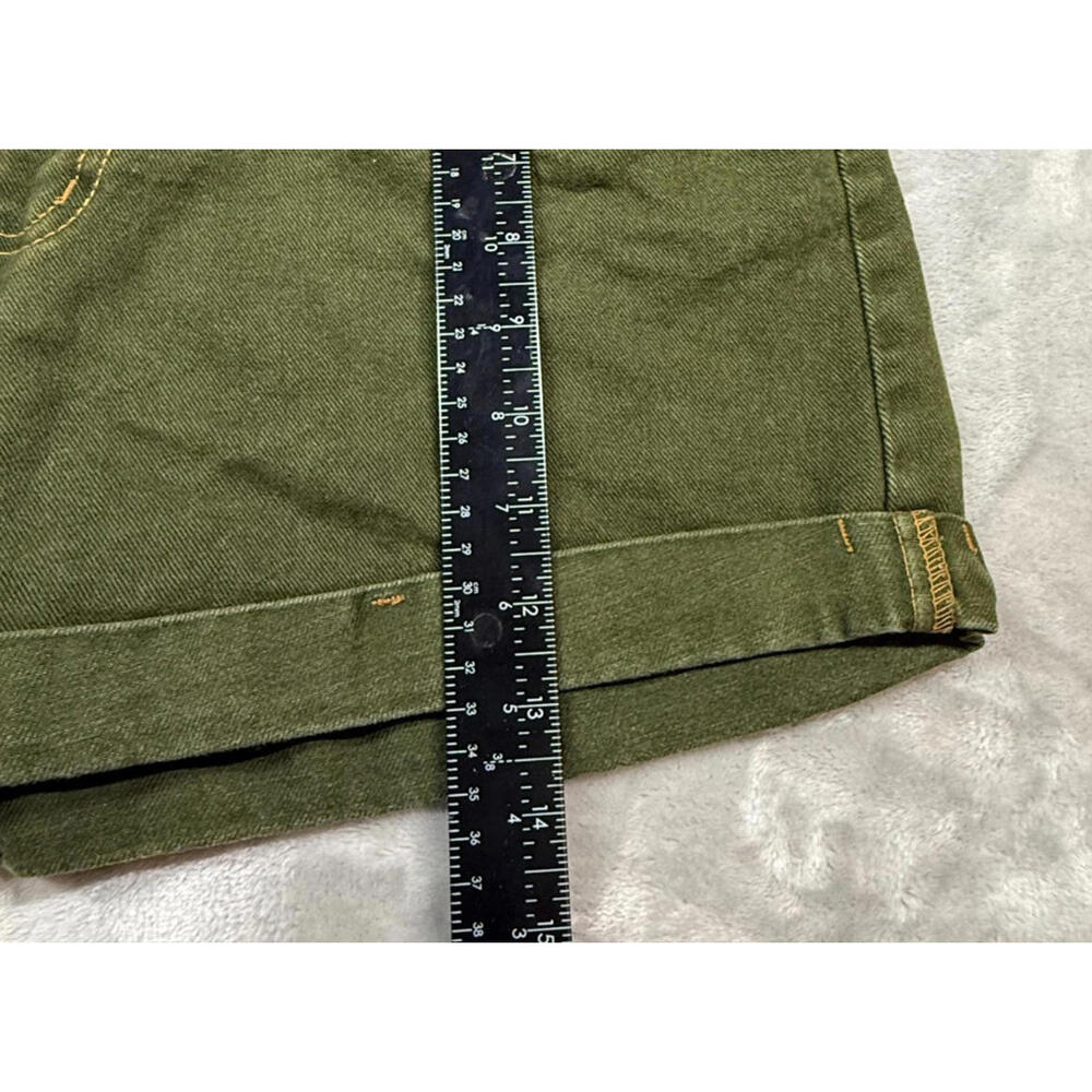 Vtg LEI High Waisted Jean Shorts Size 9 5-Button Fly in Hunter Green Y2K - Picture 6 of 9